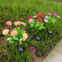 7 Heads LED Solar Simulation Rose Flower Light Home Decorative Orchid Garden Decoration Lawn Lamp Waterproof Landscape Light