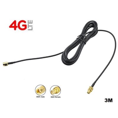 PR SMA RG174 3 เมตร 4G 3G Extension Antenna Cable SMA Male to SMA Female RG174 50Ohm Cable 3M