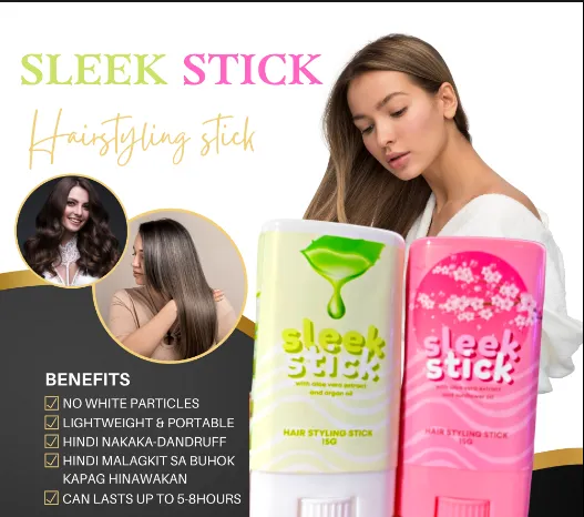 ORIGINAL SLEEK STICK HAIR STYLING STICK 15G WITH ALOE VERA extract argan  oil and sunflower oil hair styling wax non greasy styling wax for fly away  edge frizz hair baby men and