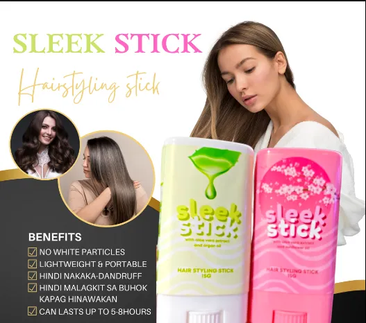 ORIGINAL SLEEK STICK HAIR STYLING STICK 15G WITH ALOE VERA extract argan oil and sunflower oil ORIGINAL SLEEK STICK HAIR STYLING STICK 15G WITH ALOE VERA extract argan oil and sunflower oil