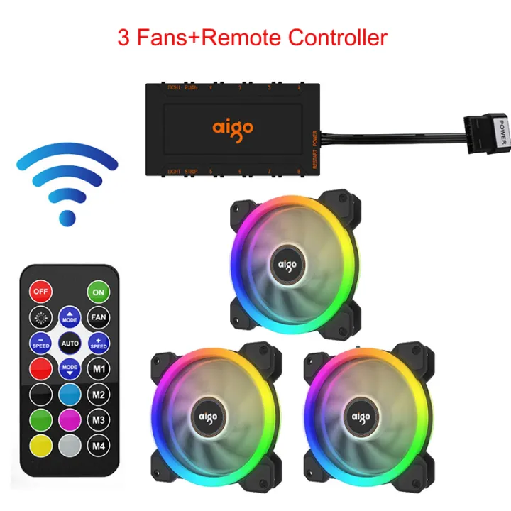 Aigo DR12 RGB Cooler Double Aura PC Case Fan LED Light 5 in 1 Gaming