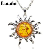 Fashion Hot Baltic Simulated Honey Sun Lucky Flossy Pendant Necklace Jewelry L00301