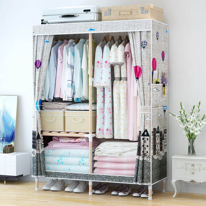 Simple wardrobe solid wood wardrobe single wooden cloth wardrobe Oxford