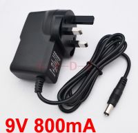 1PCS 9V 800mA AC 100V-240V Converter Adapter DC 9V 0.8A Power Supply 800mA UK 3 Plug DC 5.5mm x 2.1mm