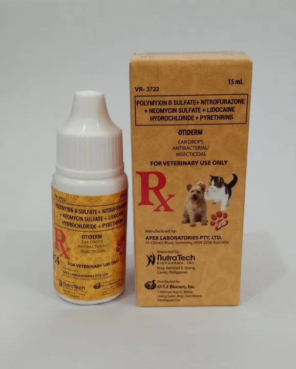 Otiderm Antibacterial & Insecticidal Ear Drops for Dogs and Cats (15ml