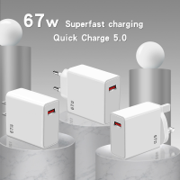 ระบบชาร์จเร็วพิเศษ67W ที่ชาร์จแบตเตอรี่โทรศัพท์ชาร์จมือถือแฟลช5V5A อุปกรณ์ชาร์จโทรศัพท์ในรถยนต์อะแดปเตอร์ USB ยุโรปและอเมริกา