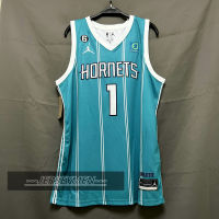 【High Quality】Mens 2022-23 New Original NBA Charlotte Hornets #1 LaMelo Ball Jersey Icon Edition Teal Swingman Heat-pressed