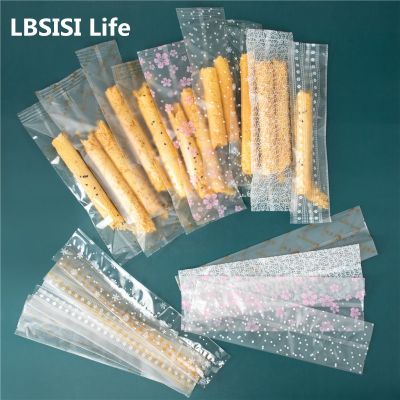 LBSISI Life ม้วนไข่50ชิ้น/ล็อตถุงพลาสติกซีลด้วยความร้อนแฮนด์เมดไอติมแท่งยาวบิสกิตขนมบรรจุภัณฑ์เบเกอรี่คุกกี้