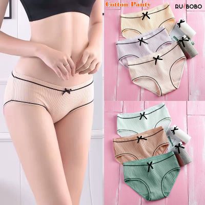 【RUIBOBO】panty for Women Cotton Panty Cotton Underwear Low Waisted Girls Briefs Thread Bowknot