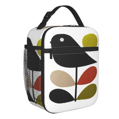 ✎ Orla Kiely Stem And Bird Insulated Lunch Bags Camping Travel Scandinavian Style Portable Cooler Thermal Bento Box Women Children