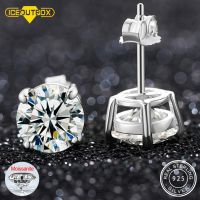 【Laoxiao YYDS】0.1-2 Carat D VVS Solitaire Moissanite ต่างหูตุ้มหูผู้หญิงผู้ชาย925เงินสเตอร์ลิงทึบประกายเพชรเครื่องประดับวันเกิดงานแต่งงาน