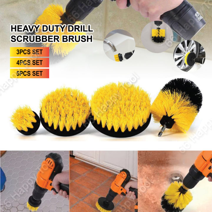 Drill Power Heavy Duty Stiff Bristle Scrub Brush Cleaning Kit 