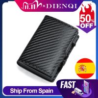 Fast Shipping Rfid Blocking id Card Holder Pouch Men Carbon Fiber Leather Business Credit Bank Cardholder Case Tarjetero Hombre Card Holders