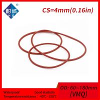 1 Buah/Banyak Silikon Karet Oring Merah VMQ CS 4 Mm OD60/180 Mm Gasket Silikon Oring Tahan Air Silica Gel