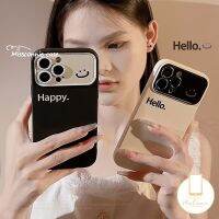 MissConnie กรอบเคสโทรศัพท์เลนส์หน้าต่างขนาดใหญ่หรูหราใช้ได้กับ IPhone 11 XR 14 12 15 13 Pro Max X 7Plus 7 8 6 15 6S Plus XS MAX SE 2020ใบหน้ายิ้มแย้มเรียบง่ายน่ารักเคสกันกระแทกคู่