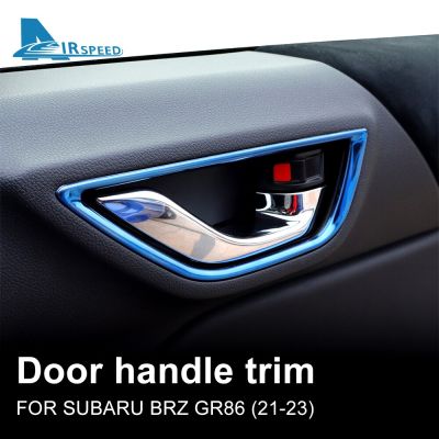 ตกแต่งด้วยสแตนเลสฝาครอบรูปตัวแอลสำหรับ Subaru BRZ Toyota GR86 2021 2022สติกเกอร์ตกแต่งกรอบด้านในของรถ