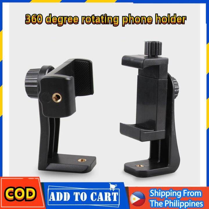 ☬Universal Tripod Mount Adapter Cell Phone Clipper Holder Vertical 360