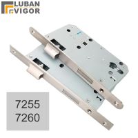 7255 Security Door Lock Body Mechanical Lock Fingerprint Smart Lock Lift Handle To Lock 7260 Round Plate Need 32Mm Cylinder