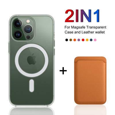 2in1 For Magsafe Wireless Charging Magnetic Phone Case For iPhone 14 13 11 12 Pro Max Leather Card Holder XS X XR 7 8 Plus
