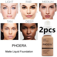 2Pcs PHOERA Foundation 30ML Long Lasting Whitening Waterproof Foundation Cream เครื่องสำอางแต่งหน้า Base Oil-Control Matte Concealer