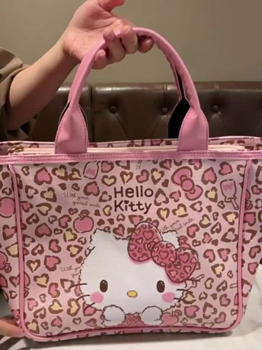 Hello Kitty Pink Leopard PU Tote Bag with Shoulder Strap Handbag Shoulder  Tote Bag Large Capacity Commuten & Shopping Inspired by You.