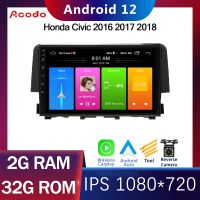 Acodo Android 12 9inch IPS Screen Car Radio Stereo Multimedia Video Player For Honda Civic 2016 2017 2018 GPS Navigation Wireless CarPlay Auto WiFi Car Radio Multimedia Video Navigation Head Unit Stereo