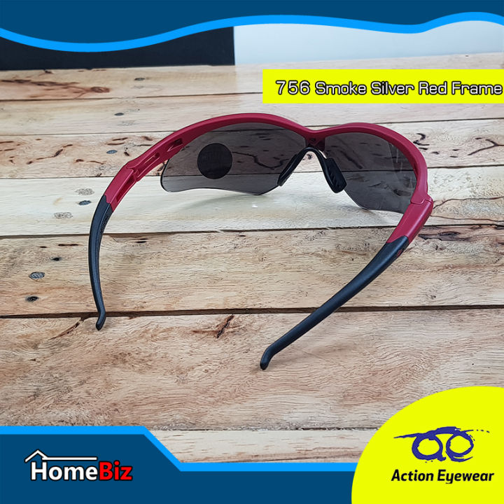 action-eyeware-756-smoke-silver-red-frame-แว่นตานิรภัย-แว่นกันแดด2020-แว่นตากันuv-แว่นกันแดดผู้ชาย-แถมฟรี-ซองผ้าใส่แว่น