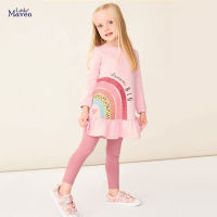 เสื้อผ้าเด็ก ชุดเดรสเด็ก แบรนด์ Little maven เดรสชมพู ลายรุ้ง ผ้านิ่มมาก cotton 100%