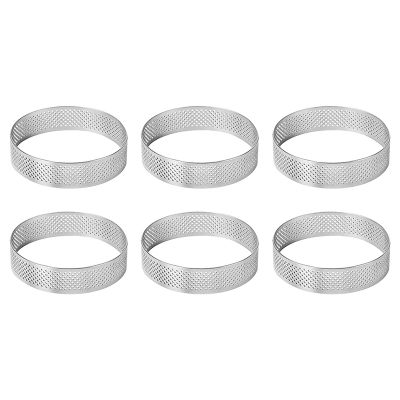Cake Ring Molds, 6Pcs Stainless Steel Porous Tart Ring, Perforated Pie Cake Ring Mold, Cake Mousse Ring with Holes 7cm