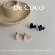 Khuyên tai bạc hình trái tim mini sắc màu De Coco Decoco thumbnail