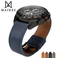 MAIKES Genuino Accessori ต่อ Orologi Cinturino ในหนัง Bracaccialetto Di Vigilanza A Cinghia สายนาฬิกาข้อมือ22 Mimetri 24 Metri Argento Del Cinturino Per Fossil