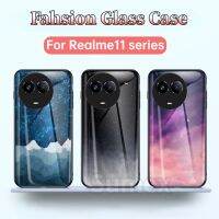 เคสโทรศัพท์แฟชั่นลายท้องฟ้าดวงดาว Realme Hp 11 Pro + Plus 11Pro 5G เคสหลังกระจกนิรภัยแข็งกันแรงกระแทกสำหรับ Realme11 Real Me Realmi 11 NFC 4G เคสคู่ RMX3740 RMX3771