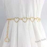 【hot sale】 ♞ B55 Gold Silver Chain Belt Heart Metal Women Waist Chain Female Girls Adjustable Thin Waistband Dress Accessories