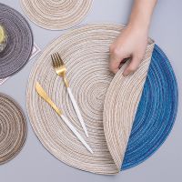 【CC】卍﹊  1pc Weave Non-slip Placemat Cotton Dining Table Hot Resistant for Wedding