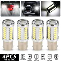 4Pcs สีขาว1156 BA15S 33-SMD ไฟท้าย LED หยุดเบรคย้อนกลับหลอดไฟ