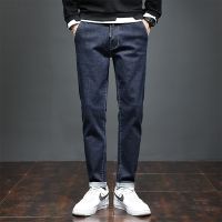 [COD] piece of autumn new mens slim Korean denim trousers popular style pretty