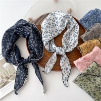 【YF】 Floral Print Neckerchief Small Hijab Scarfs Neck Scarf Shawls Office Lady Hair Tie Headscarf Headband Band Triangle Scarves