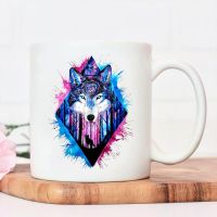 New Pattern Deep Forest Wolf Printed Water Cup Cool Trend Ceramic Mugs Coffee Mug High Quality Juice Mugs Colored Ceramics Mugs