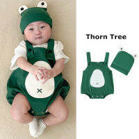 Thorn Tree 2 ชิ้นทารกแรกเกิดเด็กชายหญิงเสื้อผ้าชุดกบแขนกุด Romper กับชุดหมวก