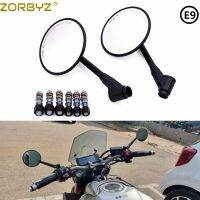 ZORBYZ Motorcycle CNC Aluminum 4 quot; Black Retro Round Rearview Side Mirror E9 Mark For Honda Rebel Yamaha Fz1 Xsr700 Xsr900