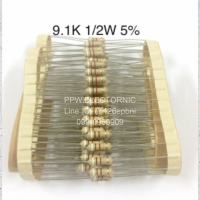 100ชิ้น 9.1K 1/2W +-5% Resistor ตัวต้านทาน 9.1กิโลโอห์ม  1/2วัตต์ ค่าความผิดพลาด+-5% 9.1เค ใหม่แท้คุณภาพดี อะไหล่อิเล็กทรอนิกส์