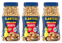 PLANTERS ถั่วลิสงอบปรุงรสเกลือทะเล แพลนเตอร์ ดราย โรสเต็ด พีนัทส์ ผลิตในสหรัฐอเมริกา ชุดละ 3  ขวด ขวดละ 453 กรัม / PLANTERS Salted Dry Roasted Peanut with Sea Salt - Made in U.S.A - Set of 3 Pieces - 3 x 453 G.