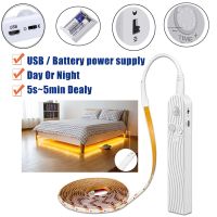 PIR Motion Sensor LED Bed Closet Night Light 1M 2M 3M Dimmable Flexiable LED Strip Lamp AAA Battery Power for Wardrobe Stair