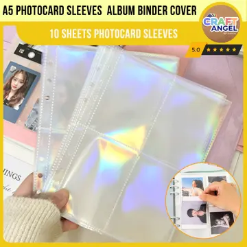 10pcs Standard Clear Plastic Photo Album Transparent A5 Binder Refill  Sleeves