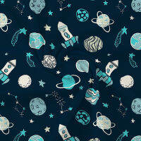 Starship Sky Pattern Printed Bullet Textured Liverpool Patchwork Tissue Kids สิ่งทอที่บ้าน50*145ซม