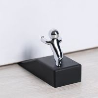 【LZ】✼✾♂  Zinc Alloy Kongfu Man Door Stopper Rubber Door Stop Safely Anti-collision Rubber Non-slip Bases Stopper for Door Door Hardware