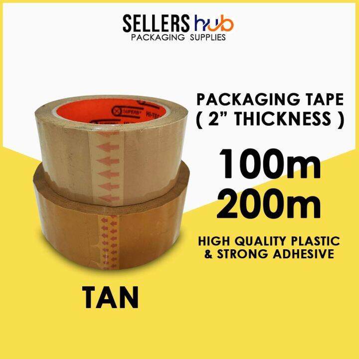 Packaging tape tan 2 x 100m 200m 300m lazada ph