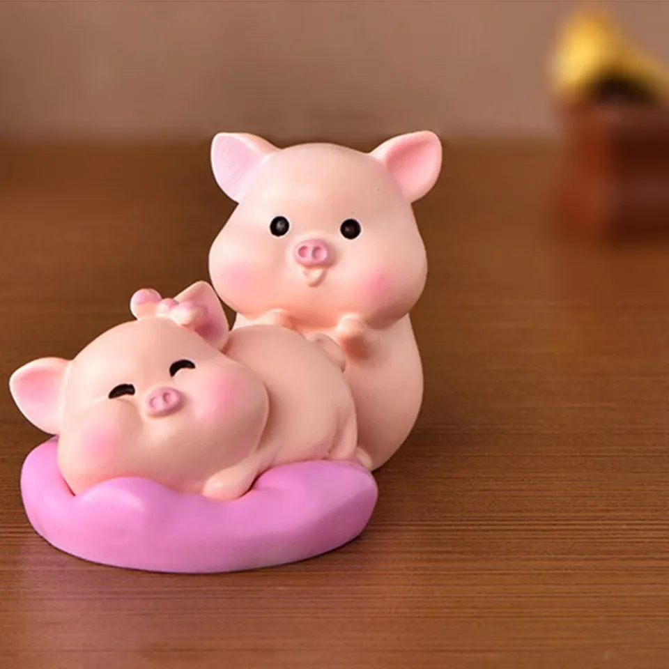 8Pcs Miniature Resin Pig Ornament DIY Accessories for Micro