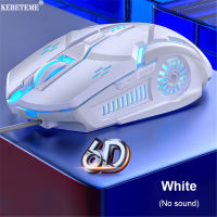 KEBETEME เมาส์สำหรับเล่นเกมแบบมีสาย,เมาส์6ปุ่มความเร็ว4 DPI ไฟหลัง LED USB เมาส์คอมพิวเตอร์สำหรับคอมพิวเตอร์พีซีแล็ปท็อปเล่นเกม