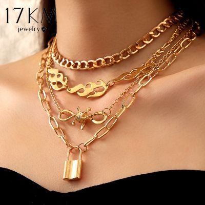 【CC】 Gold Plated Necklace Set Multilayered Choker for Hollow Chain Jewelry